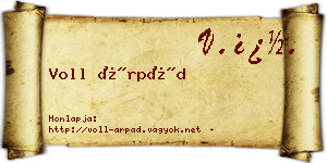 Voll Árpád névjegykártya